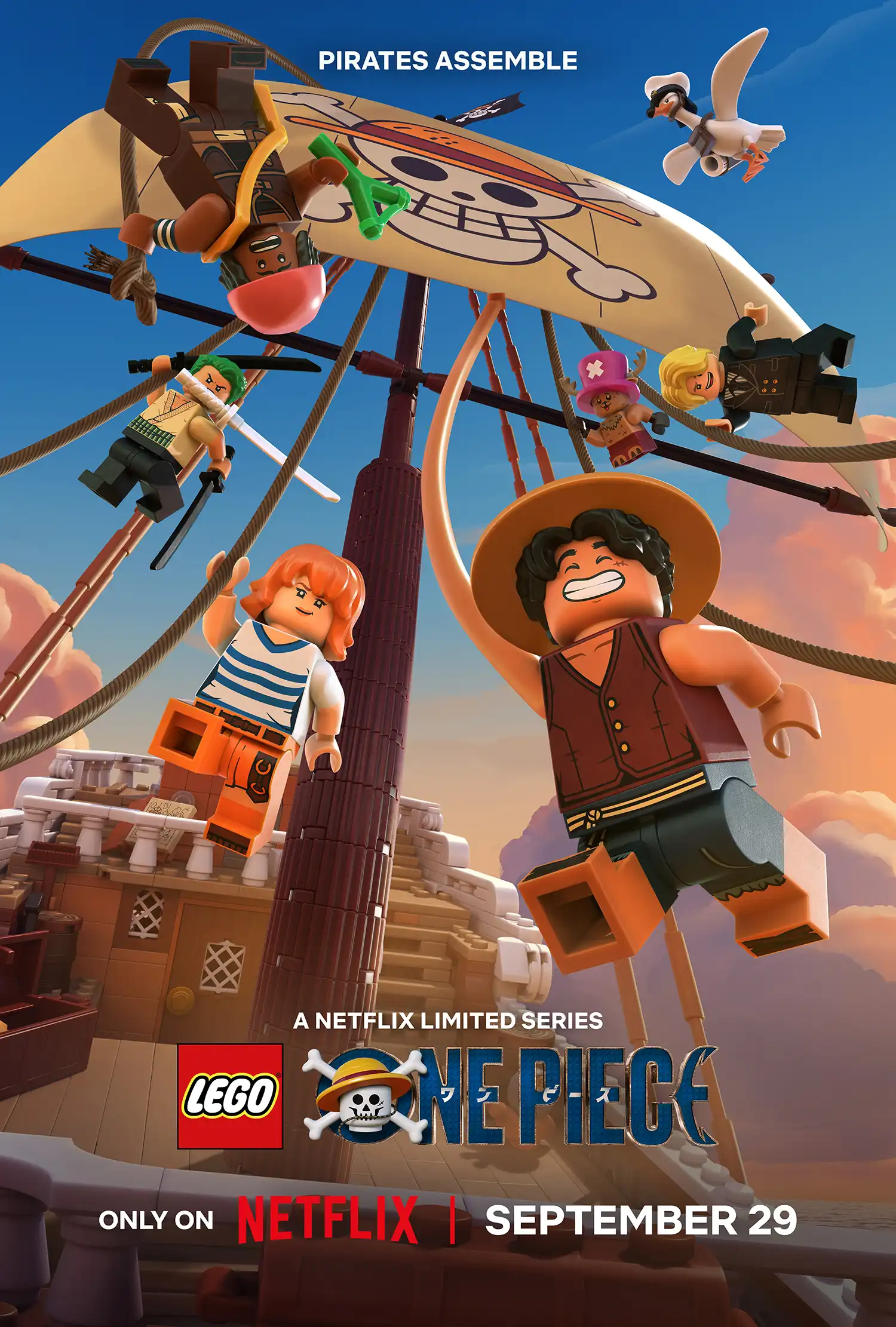 Lego lança arte oficial de One Piece com os Chapéus de Palha ao redor do Going Merry